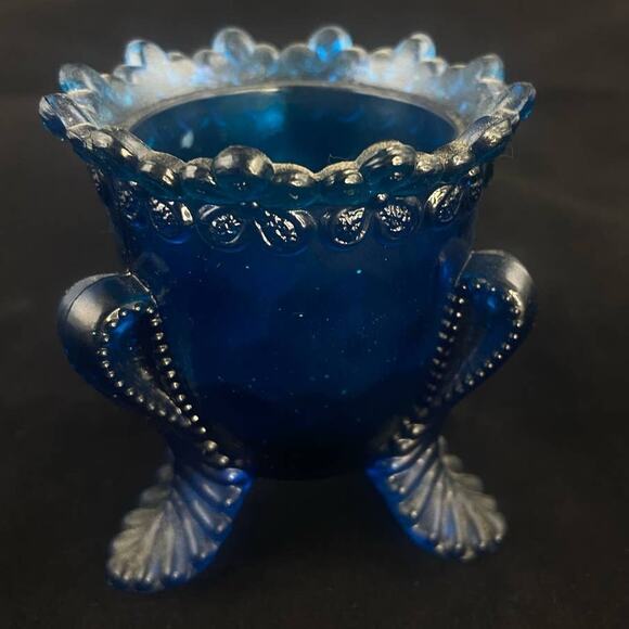 Boyd Art Glass Forget Me Knot Toothpick Holder Cobolt Blue - Picture 4 of 6